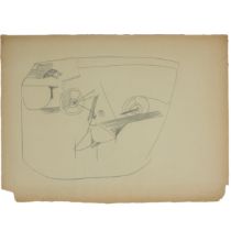 George Fullard ARA (1923–1973) Abstract Head Signed lower right, "Fullard 62" Pencil drawing on