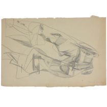 George Fullard ARA (1923–1973) Abstract Head  Signed lower right, "Fullard Dec 59" Pencil drawing on