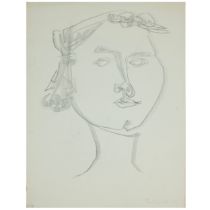 George Fullard ARA (1923–1973) Female Head Signed lower right, "Fullard 57" Pencil drawing on