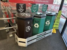 3 BIN WASTE SYSTEM W/ CONTAINMENT RAILING