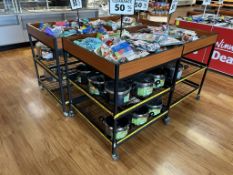 36IN X 36IN X 41IN PORTABLE 3-TIER MERCHANDISERS