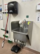 KNEE-OPERATED HAND SINK W/ SOAP AND PAPER TOWEL DISPENSER