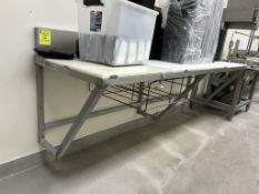 WALL MOUNT 8FT POLYTOP TABLE W/ BACKSPLASH
