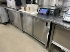 8FT STAINLESS STEEL TABLE W/ STORAGE AND BACKSPLASH