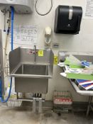 KNEE-OPERATED HAND SINK W/ SOAP AND PAPER TOWEL DISPENSER