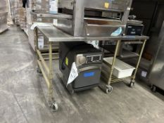 55IN STAINLESS TOP WORK TABLE ON CASTERS