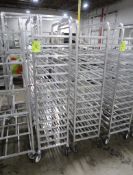 aluminum tray racks, on casters