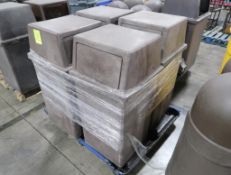 pallet of outdoor trash cans