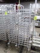 aluminum tray racks, on casters