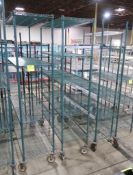 wire shelving units, epoxy coated, on casters
