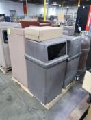 pallet of assorted trash cans