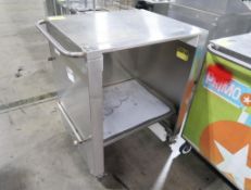 stainless demo cart w/ fold-down shelf