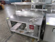 Bakers Aid donut finishing table w/ heated wells & overshelf