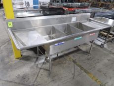 3-compartment sink w/ L & R drainboards