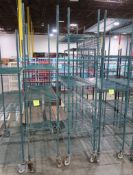 wire shelving units, epoxy coated, on casters