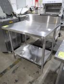 stainless table w/ backsplash & undershelf