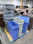 pallet of assorted trash cans