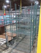 wire shelving unit, epoxy coated, on casters