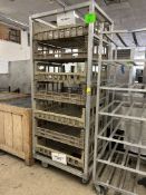 CRATE RACK W/ PLASTIC BREAD CRATES