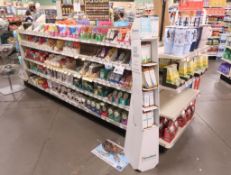 Lozier shelving island, 15) linear feet (9' gondola plus 2- 3' endcaps)