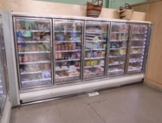 Kysor Warren freezer doors, 5) door case, w/ ele defrost, sold by the door