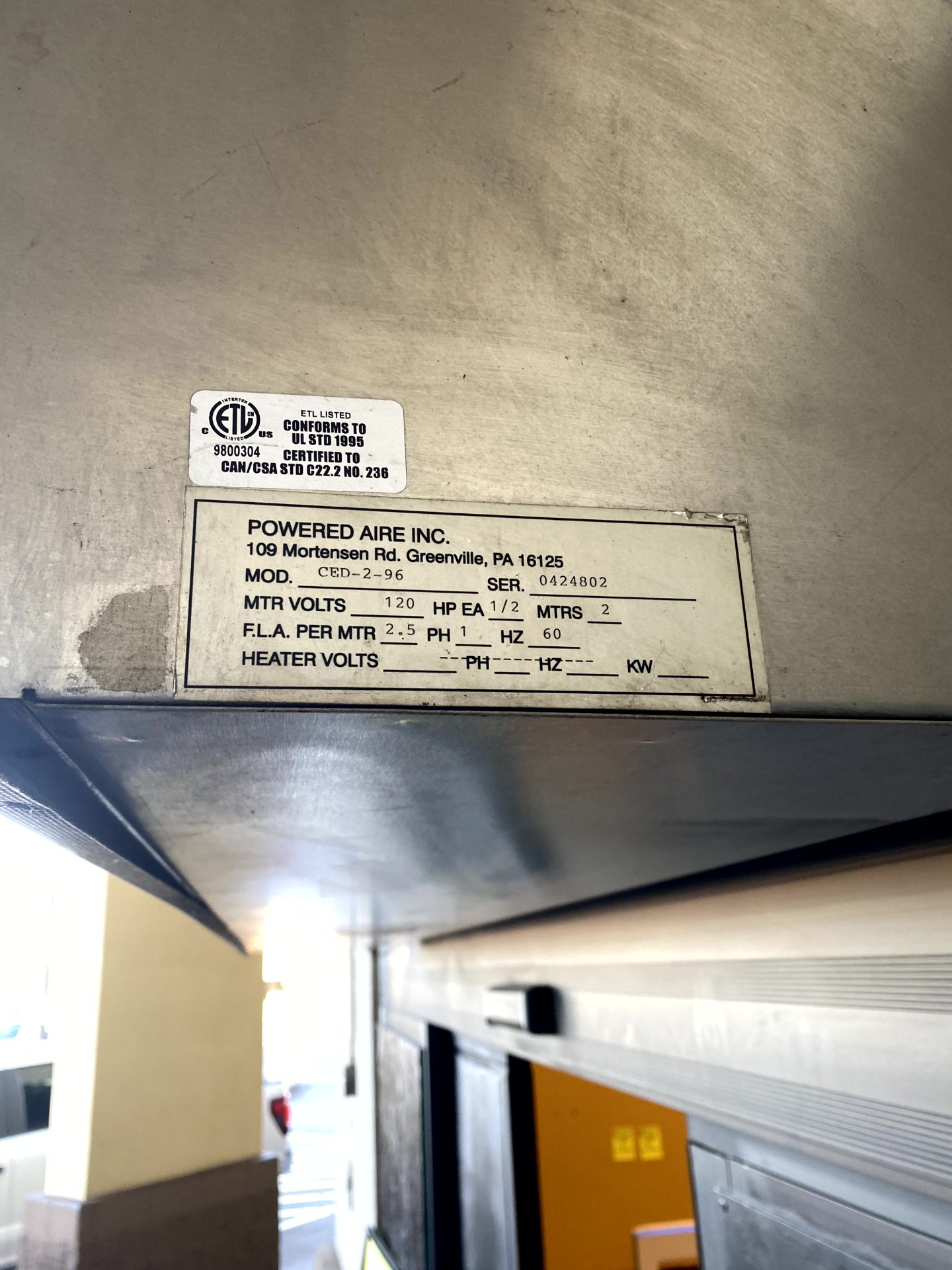 POWERED AIRE AIR CURTAIN - Image 2 of 2
