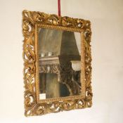 ♢ Gilded wooden rectangular mirror Italy, 20th century
