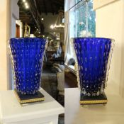 Pair of cobalt blue glass vases Murano, 20th century