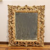 ♢ Golden wood mirror Italy, 20th century