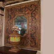 ♢ Large rectangular wooden mirror Italy 20th century