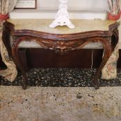 ♢ Pair of walnut consoles Italy, 20th century