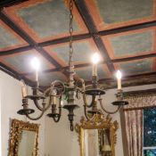 Bronze six-lights chandelier Italy, 14th, 20th century