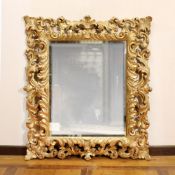 ♢ Golden wood mirror Italy, 20th century