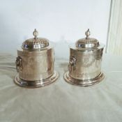 Pair of silver metal boxes 20th century