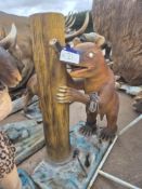 Ice Age Animal leaning against tree stump, Dimensions Approx. Height 1.8m, Length 1.5m.