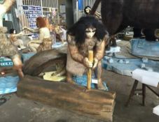 Animatronic Pre-Historic Human making fire (including a firewood stake), Dimensions Approx. Height
