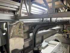 STAINLESS STEEL CASED SCREW CONVEYOR, approx. 200mm wide on casing, approx. 5.2m long, with geared