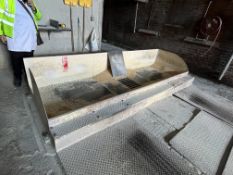 Steel Intake Hopper, approx. 3.9m x 1.2m x 600mm deep, with centre discharge and chain & flight
