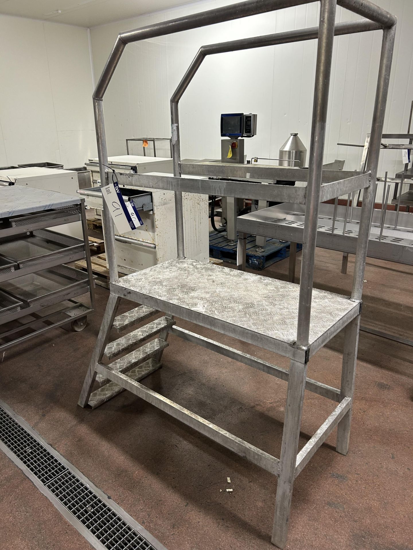 Four Step Inspection Stand, with rails on three sides, approx. 1.2m x 0 ...