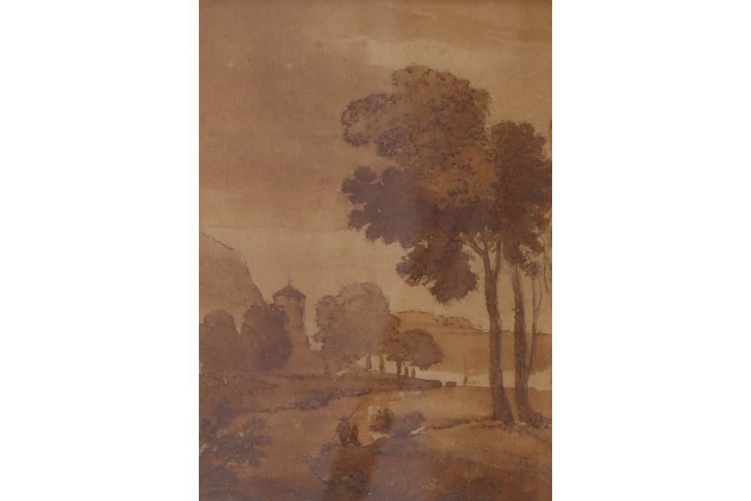 Flusslandschaft mit Anglern, A. 19. Jh. - Bild 1 aus 2