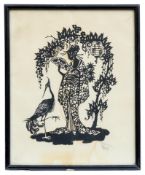 Scherenschnitt mit Geisha, 1. H. 20. Jh.