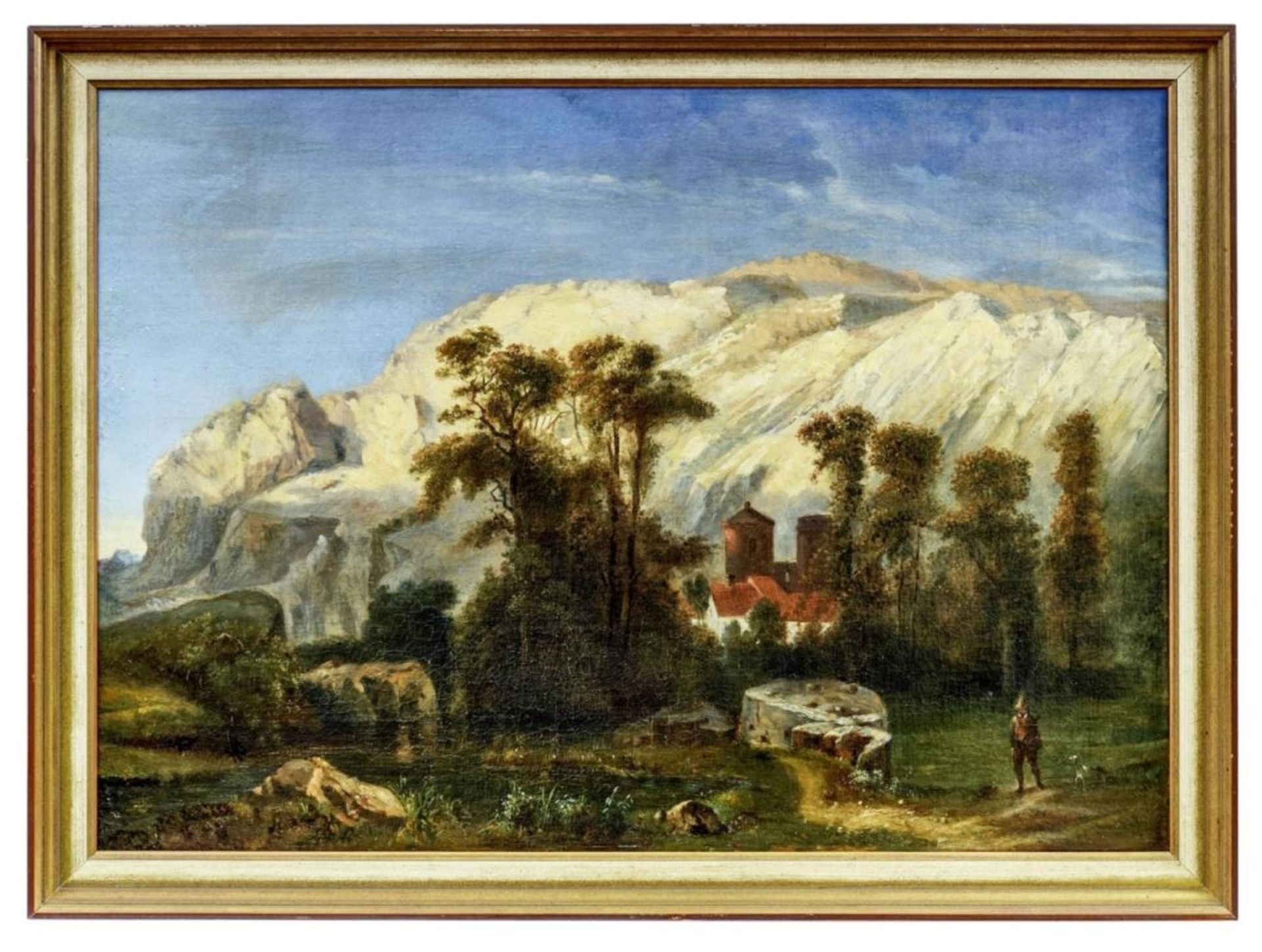 Hochgebirgsansicht mit Ansitz, 19. Jh.