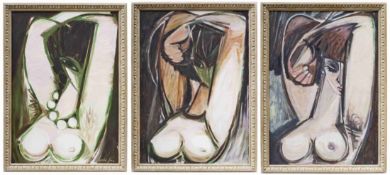 Son, Louis: Three female nudes with raised arms