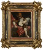 Couple in a box, Dutch painter of the 18th century.