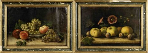 Pair of still lifes with fruit, Flemish school of the 17th century.