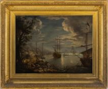 Fidanza, Francesco (Attribution): Night-time harbour scene