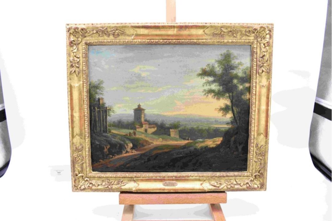 Blick vom Waldrand auf eine sanft hügelige Landschaft, Maler der Familie Bemmel, 2. H. 18. Jh. - Bild 3 aus 4