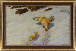 Friese, Richard – Copy after: Polar bear family in winter landscape