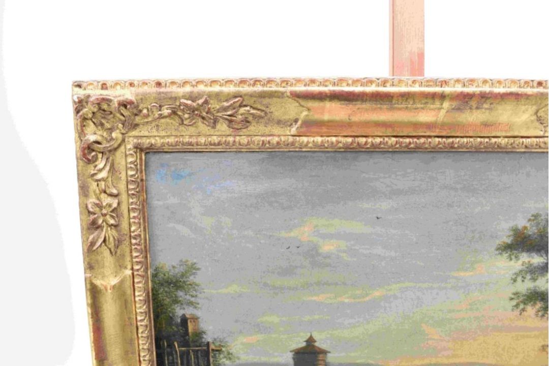 Blick vom Waldrand auf eine sanft hügelige Landschaft, Maler der Familie Bemmel, 2. H. 18. Jh. - Bild 4 aus 4