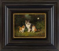 Kögl, Benno: Mother cat with two kittens and butterfly